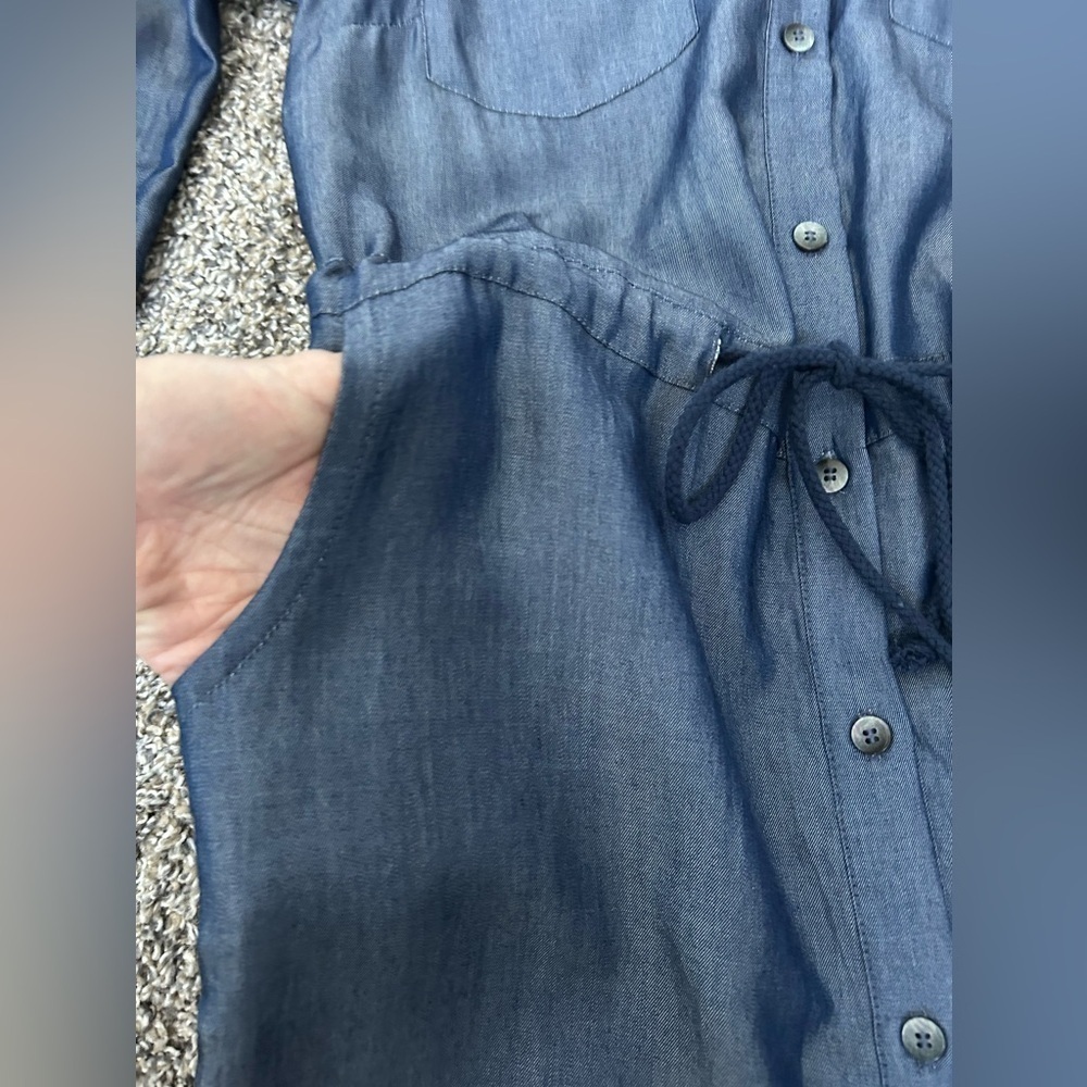 Johnston & Murphy 100% Tencel Blue Jumper Shirt Dress size XS - Picture 12 of 13